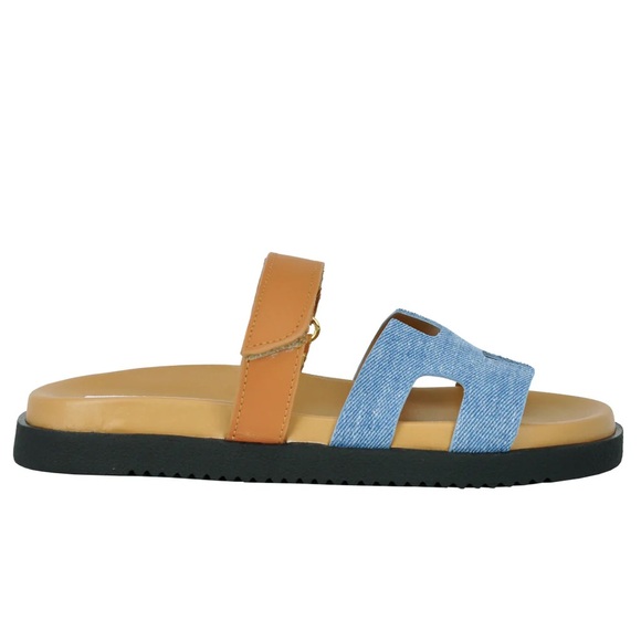 Steve Madden mayven Denim and Tan Sandals. Size 8.5 NWT - Picture 3 of 4
